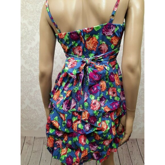 Y2K Floral Mini Bubble Dress Size 4 Vintage 2000s Sleeveless Coquette - Picture 7 of 12